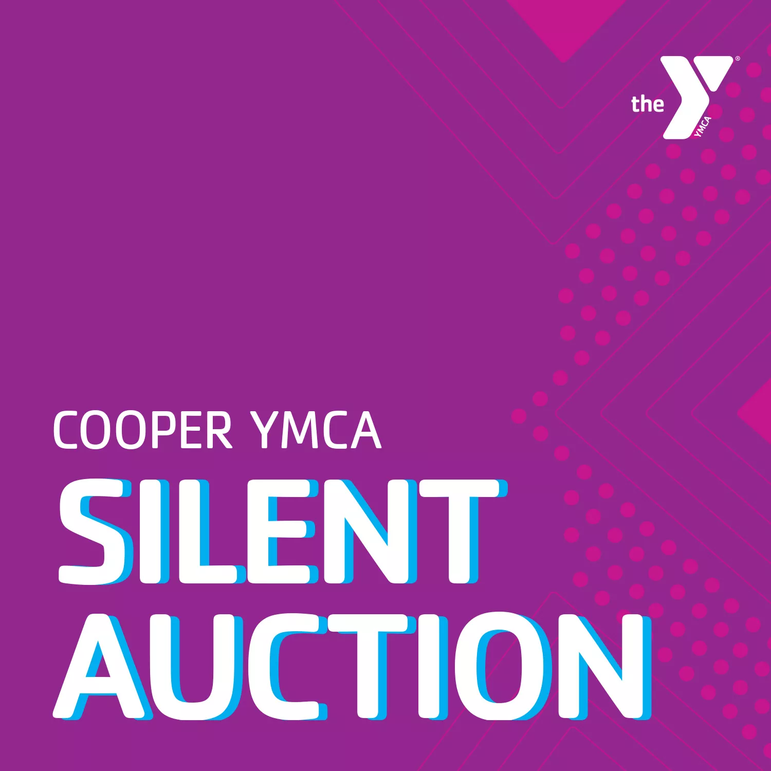 Purple Graphic that reads Cooper YMCA Silent Auction