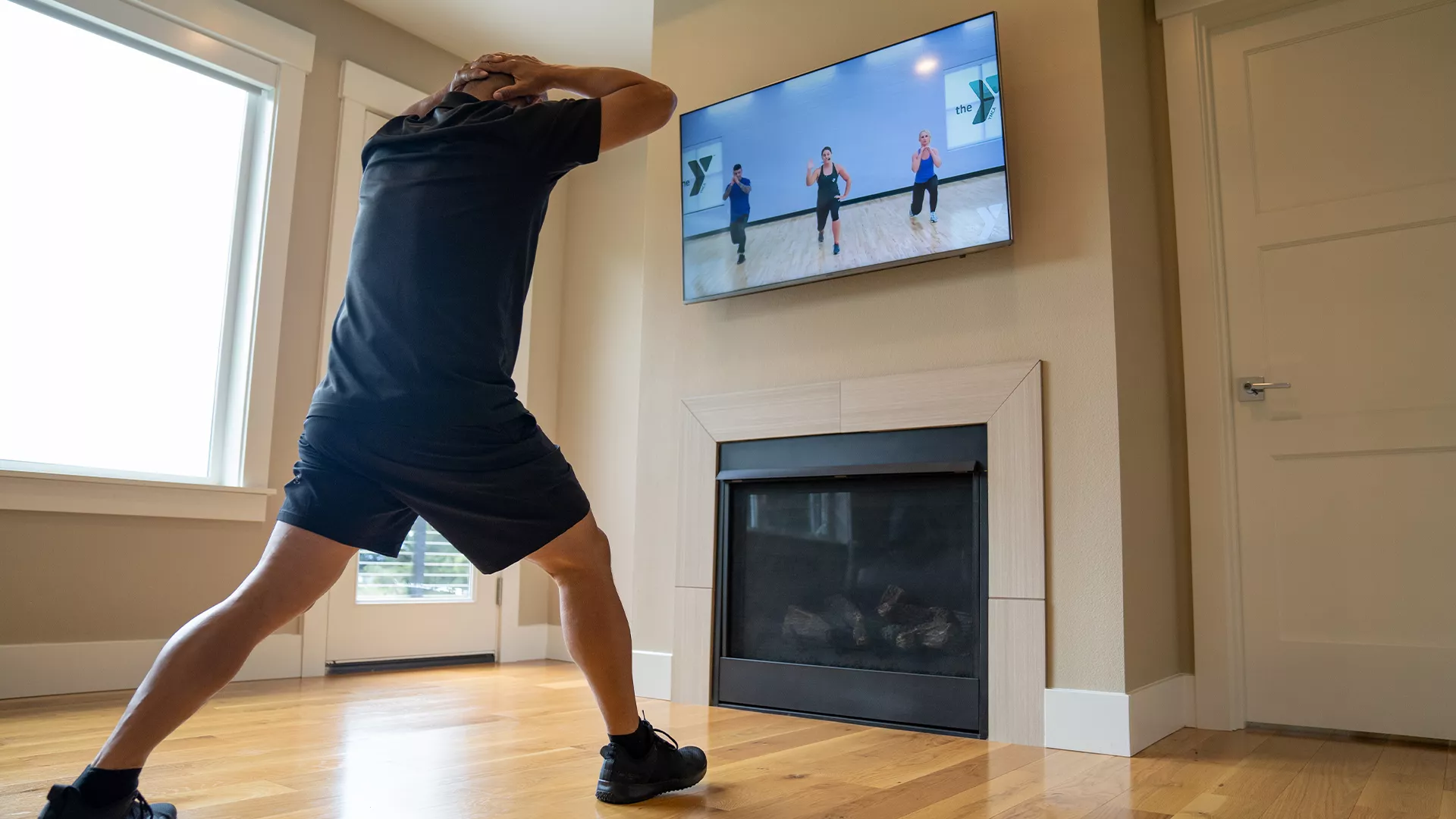 Man doing a workout from home
