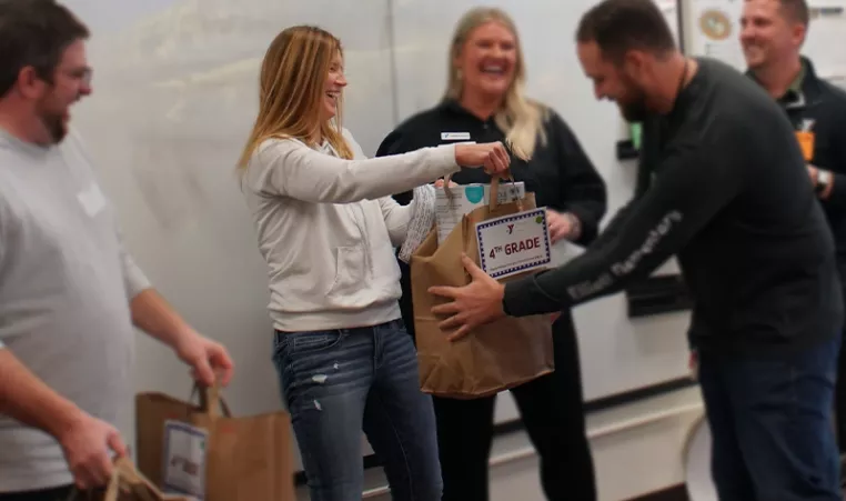 Photo of Karla at the Giving Tree gift distribution