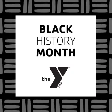 Graphic that has a patterned background and reads Black History Month